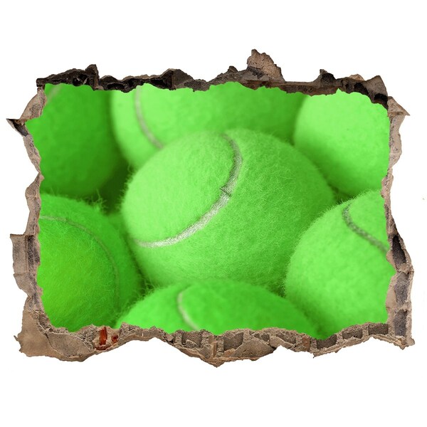 Finto buco nel muro 3D Palline da tennis verdi dietro il muro