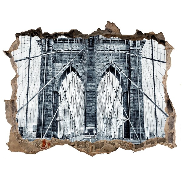 Adesivo buco nel muro Il ponte di Brooklyn in bianco e nero
