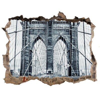 Adesivo buco nel muro Il ponte di Brooklyn in bianco e nero