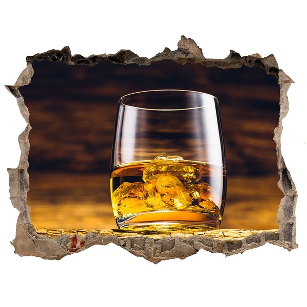 Sticker buco nel muro Un bicchiere di whisky con ghiaccio