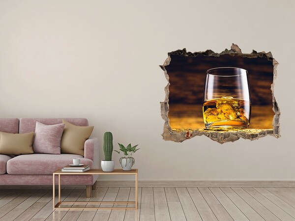 Sticker buco nel muro Un bicchiere di whisky con ghiaccio