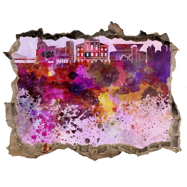 Sticker buco nel muro Vista colorata della città