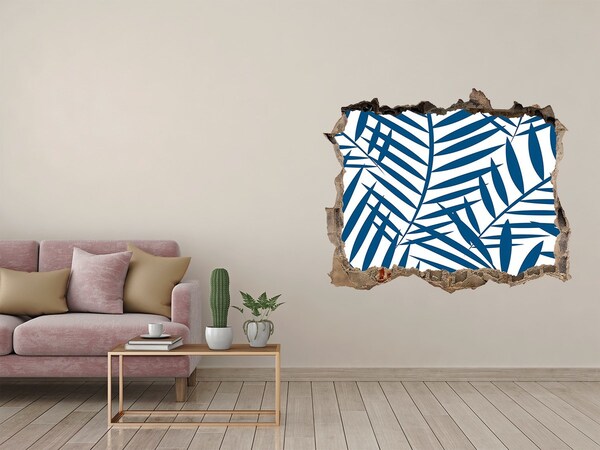 Sticker buco nel muro Foglie tropicali in un buco nel muro