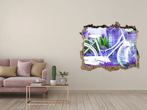 Sticker buco nel muro Una bicicletta in un giardino pieno di fiori