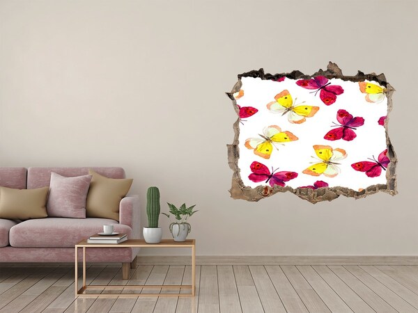 Adesivo buco nel muro Farfalle nel giardino fiorito