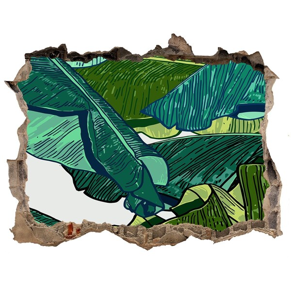 Adesivo buco nel muro Giardino tropicale con foglie di banano