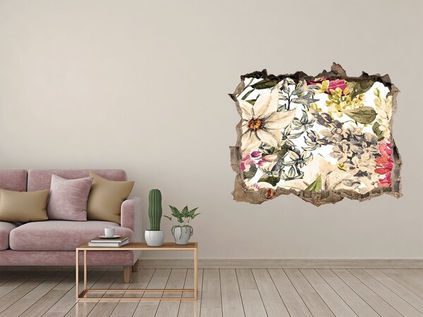 Adesivo buco nel muro Giardino fiorito dietro il muro