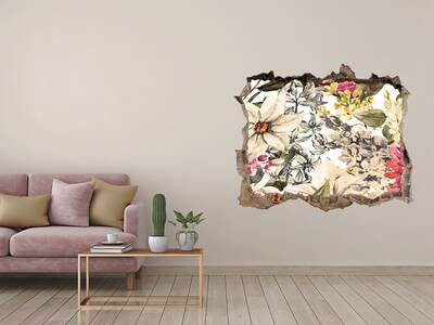 Adesivo buco nel muro Giardino fiorito dietro il muro