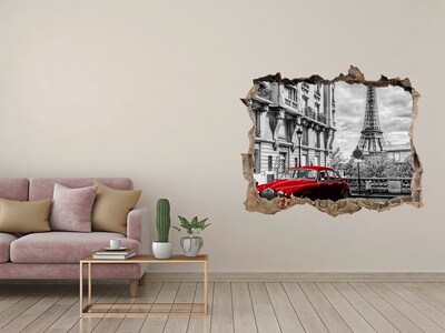 Finto buco nel muro 3D Auto rossa a Parigi
