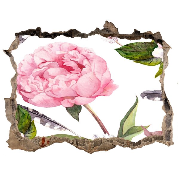 Finto buco nel muro 3D Murale floreale attraverso un buco nel muro