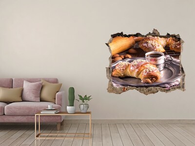 Sticker buco nel muro Deliziosi croissant con caffè