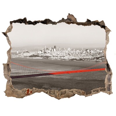 Sticker buco nel muro Veduta di San Francisco con il Golden Gate Bridge