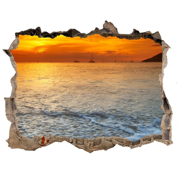Finto buco nel muro 3D Tramonto sul mare