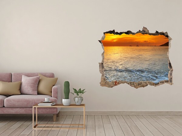 Finto buco nel muro 3D Tramonto sul mare