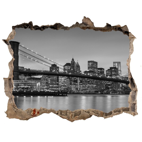 Finto buco nel muro 3D Una veduta della città in bianco e nero