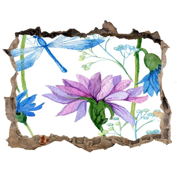 Sticker buco nel muro Murale floreale nel buco nel muro