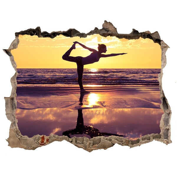 Finto buco nel muro 3D Yoga sulla spiaggia al tramonto