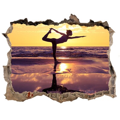 Finto buco nel muro 3D Yoga sulla spiaggia al tramonto