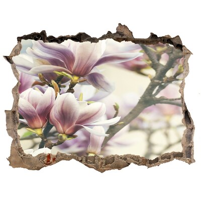 Sticker buco nel muro Fiori di magnolia in un muro danneggiato