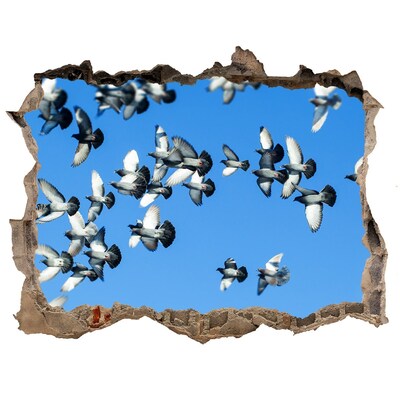 Adesivo buco nel muro Uccelli che volano attraverso un buco nel muro