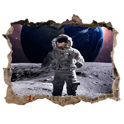 Sticker buco nel muro Astronauta sulla Luna