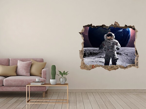 Sticker buco nel muro Astronauta sulla Luna