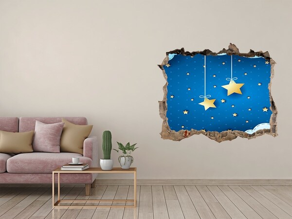Finto buco nel muro 3D Cielo notturno con stelle dorate
