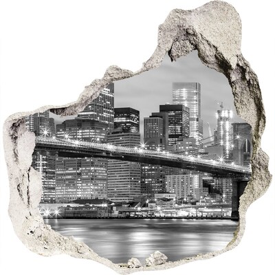Adesivo effetto buco nel muro Il ponte di Brooklyn a New York