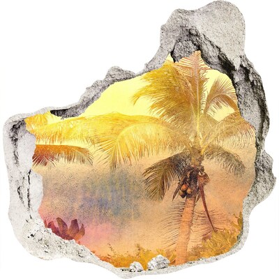 Adesivo effetto buco nel muro Oasi tropicale dietro le mura