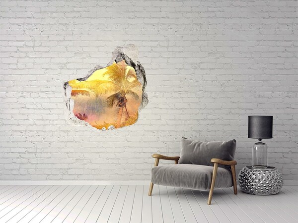 Adesivo effetto buco nel muro Oasi tropicale dietro le mura