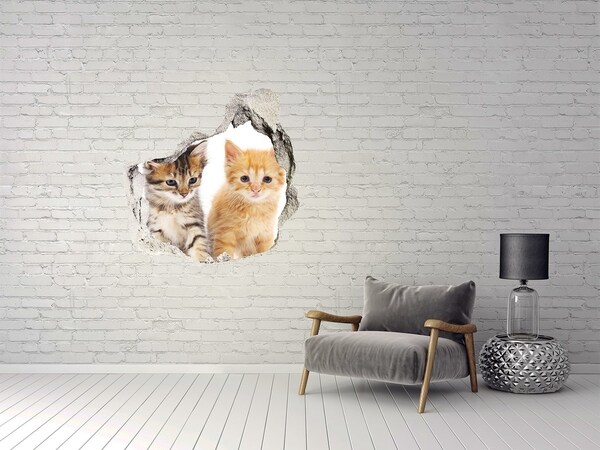Trompe l'oeil buco nel muro Amici gatti dietro il buco