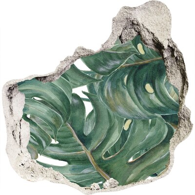 Finto buco nel muro 3D Foglie verdi nel cemento