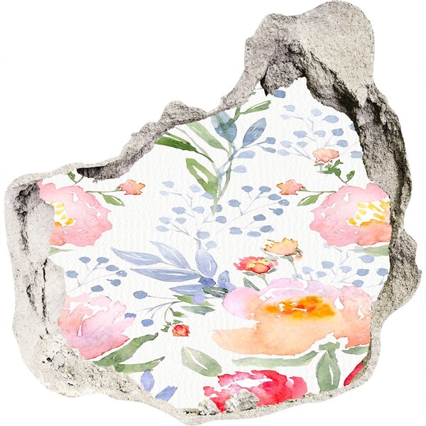 Trompe l'oeil buco nel muro Un murale floreale su un muro danneggiato