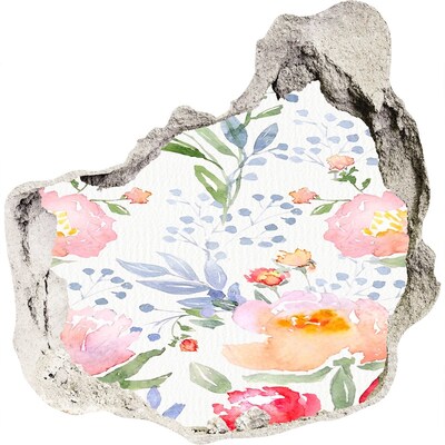 Trompe l'oeil buco nel muro Un murale floreale su un muro danneggiato