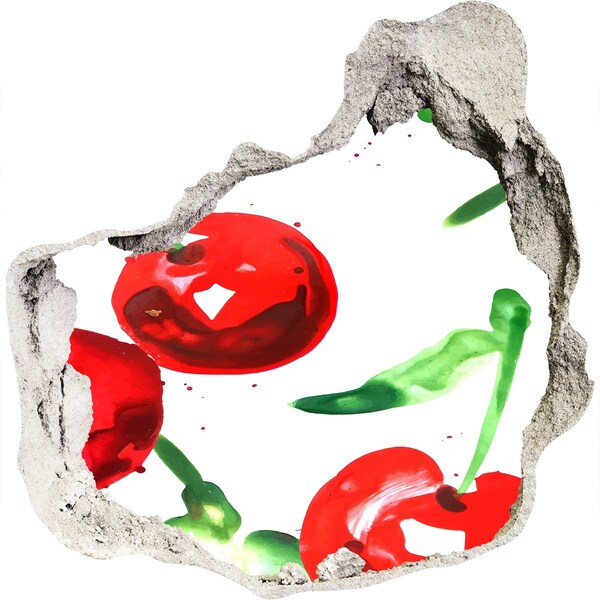 Trompe l'oeil buco nel muro Ciliegie rosse in un buco nel muro