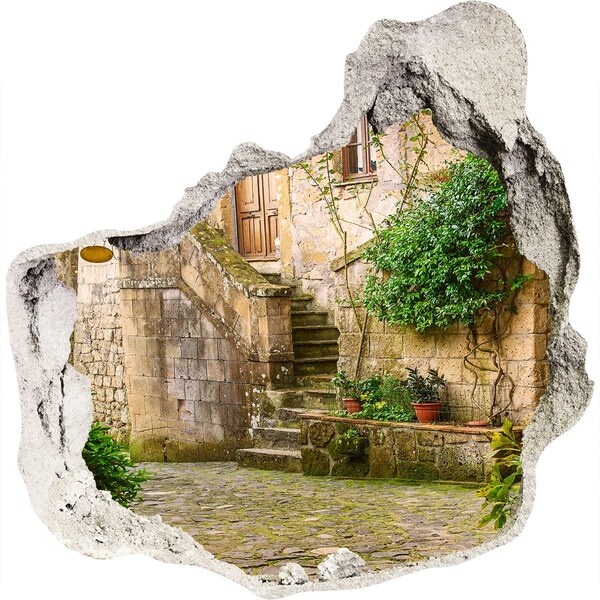 Finto buco nel muro 3D Incantevoli scalinate in una città antica