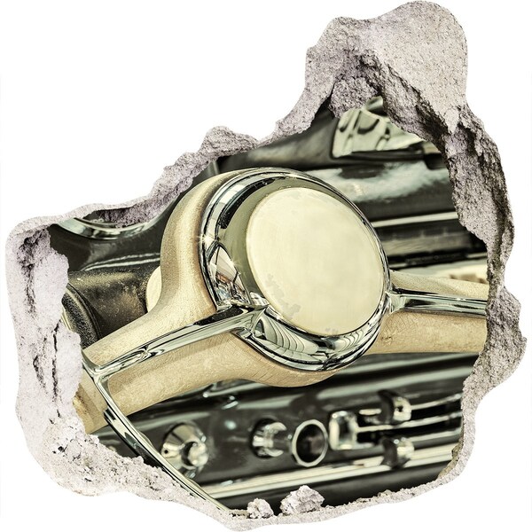 Trompe l'oeil buco nel muro L'elegante abitacolo di un'auto classica