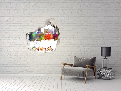 Adesivo effetto buco nel muro Danzica nei colori dell'arcobaleno