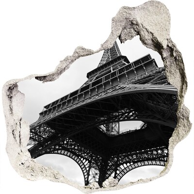 Adesivo effetto buco nel muro La Torre Eiffel in un ambiente monocromatico