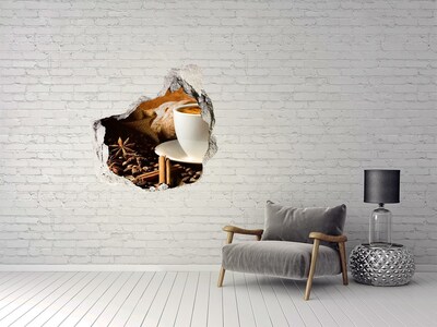 Adesivo effetto buco nel muro Caffè e pane fresco