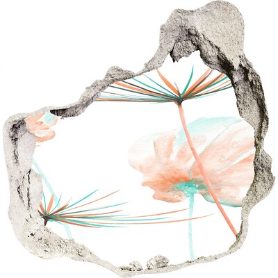 Adesivo effetto buco nel muro Paesaggio fiorito visto attraverso un buco nel muro