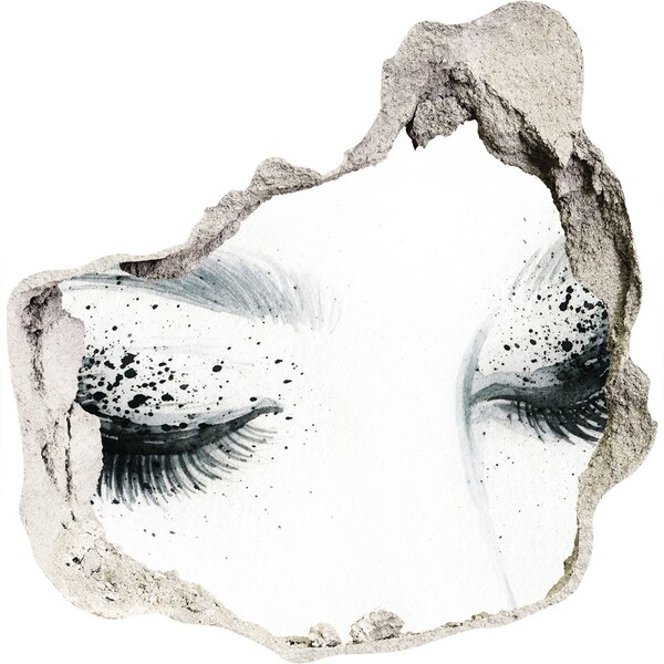 Trompe l'oeil buco nel muro Occhi chiusi in un buco nel muro