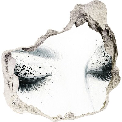 Trompe l'oeil buco nel muro Occhi chiusi in un buco nel muro