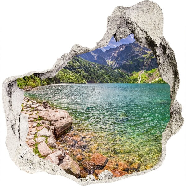 Finto buco nel muro 3D Lago di montagna nella valle