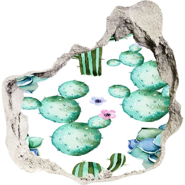 Finto buco nel muro 3D Cactus in un buco nel muro