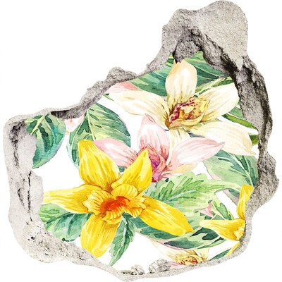 Adesivo effetto buco nel muro Giardino fiorito dietro il muro