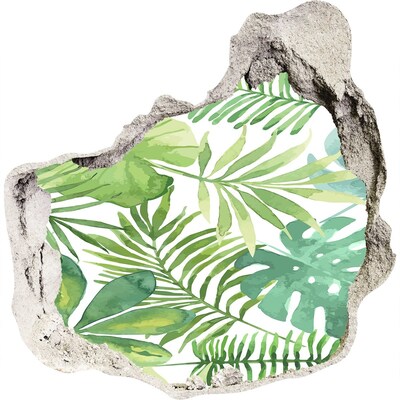Trompe l'oeil buco nel muro Un paradiso tropicale tra le foglie