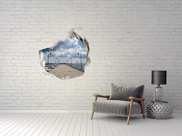 Finto buco nel muro 3D Molo in riva al mare