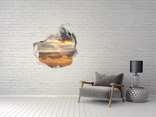 Trompe l'oeil buco nel muro Tramonto attraverso un buco nel muro