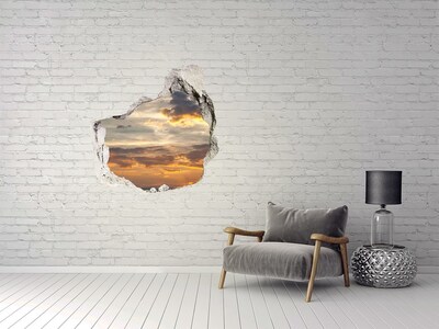Trompe l'oeil buco nel muro Tramonto attraverso un buco nel muro